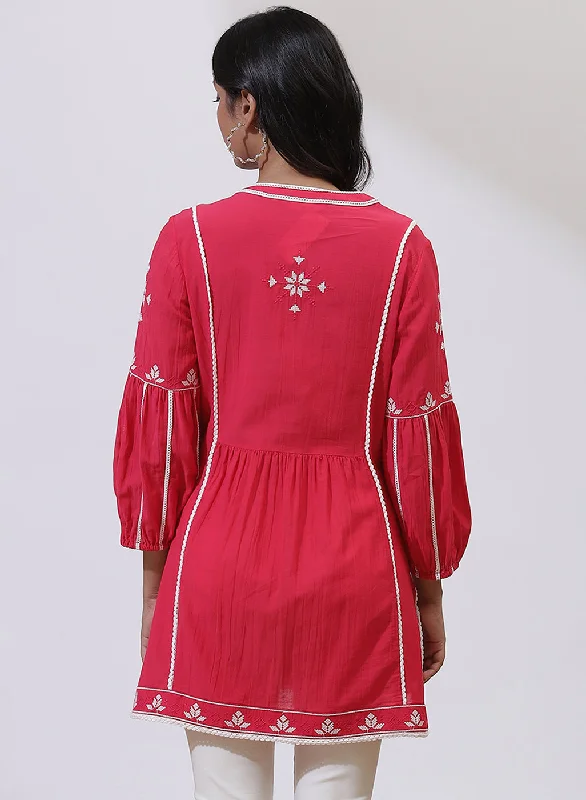 Fuschia Alora Collection Embroidered Tunic