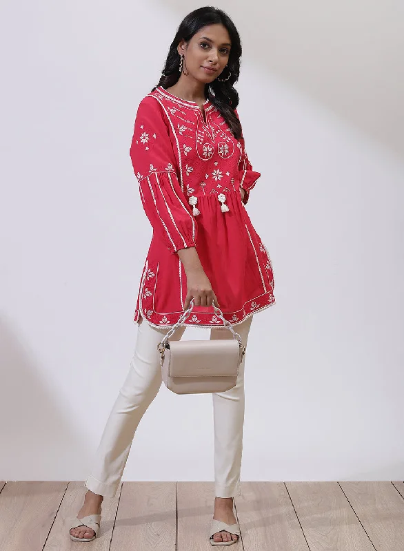 Fuschia Alora Collection Embroidered Tunic