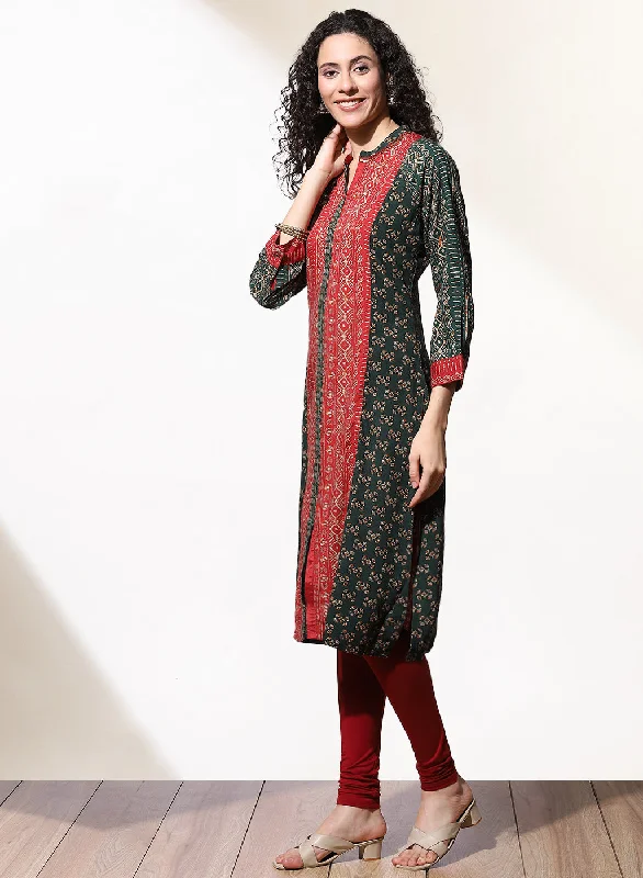 Green Foil-Printed Nargis Kurta