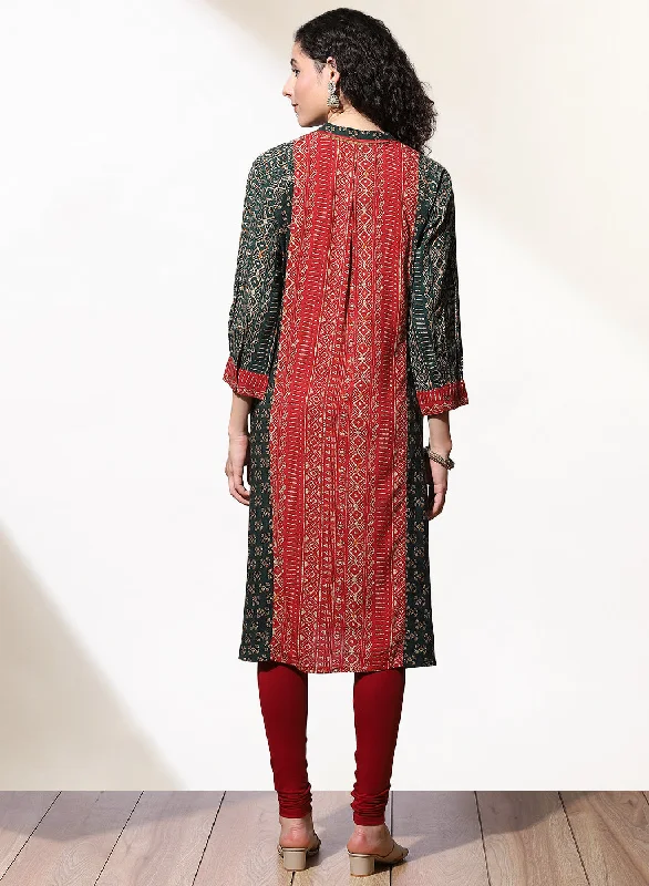 Green Foil-Printed Nargis Kurta