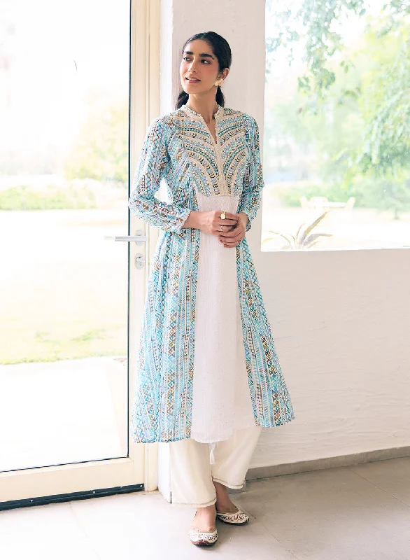 Imara Blue Printed Georgette Kurta Set