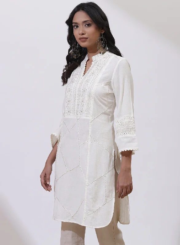 Ivory Kurti With Delicate Embroidery