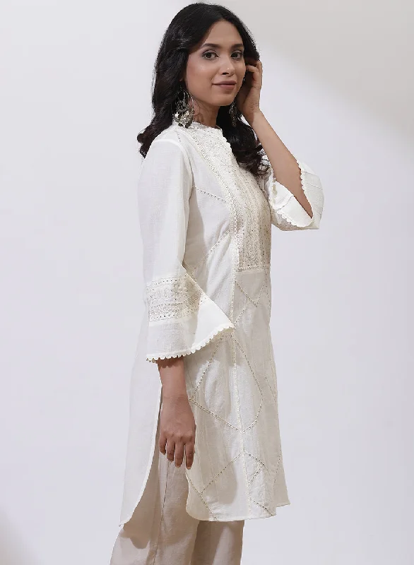 Ivory Kurti With Delicate Embroidery