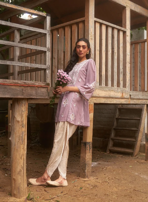 Lavender Nargis Collection Embroidered Tunic