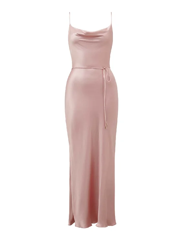 Lucy Petite Satin Cowl Maxi Dress