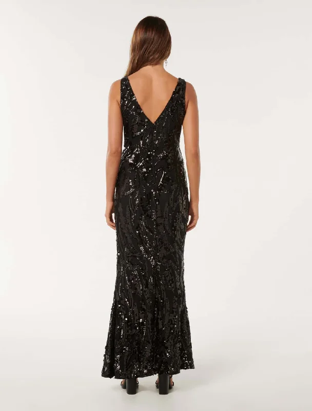 Marlena V-Neck Sequin Dress