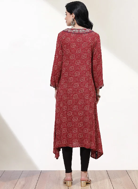 Maroon Dhaage Collection Kurta With Embroidery