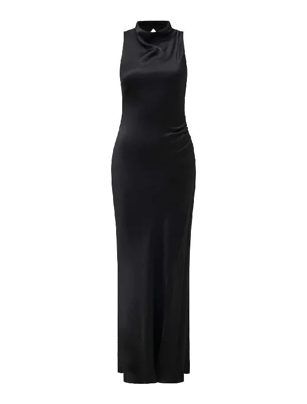 Michelle Open Back Satin Maxi Dress