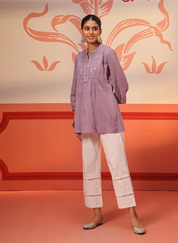 Naisha Lilac Embroidered Top for Women