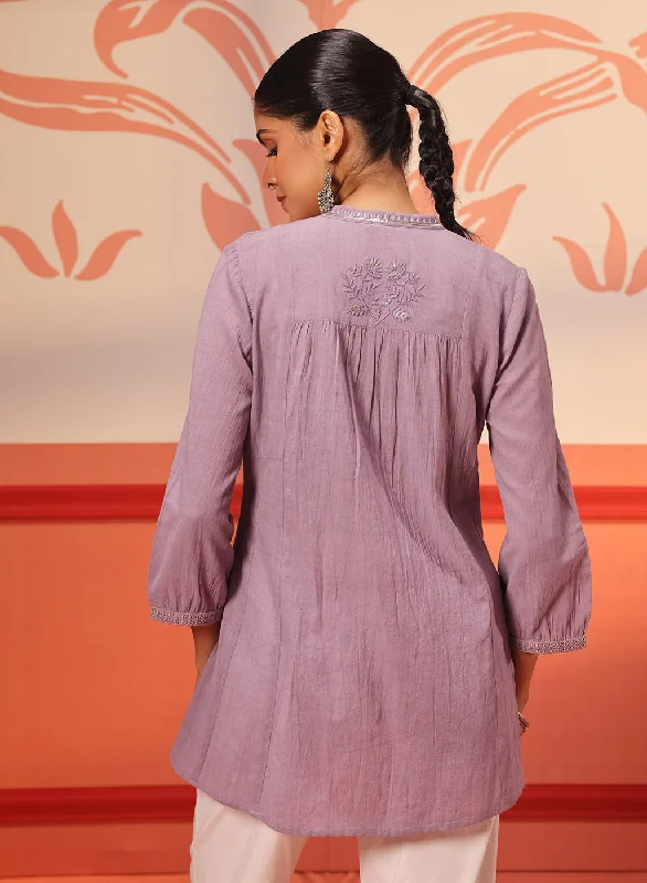 Naisha Lilac Embroidered Top for Women