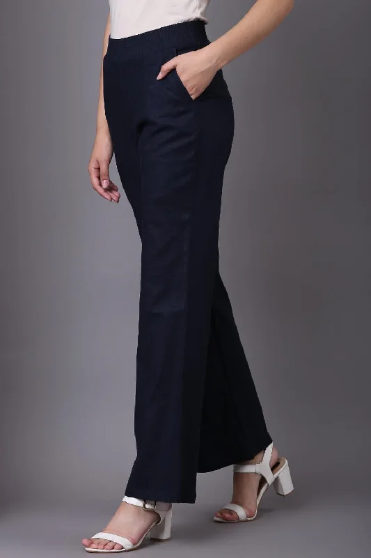 Navy Blue Long Plain Pant