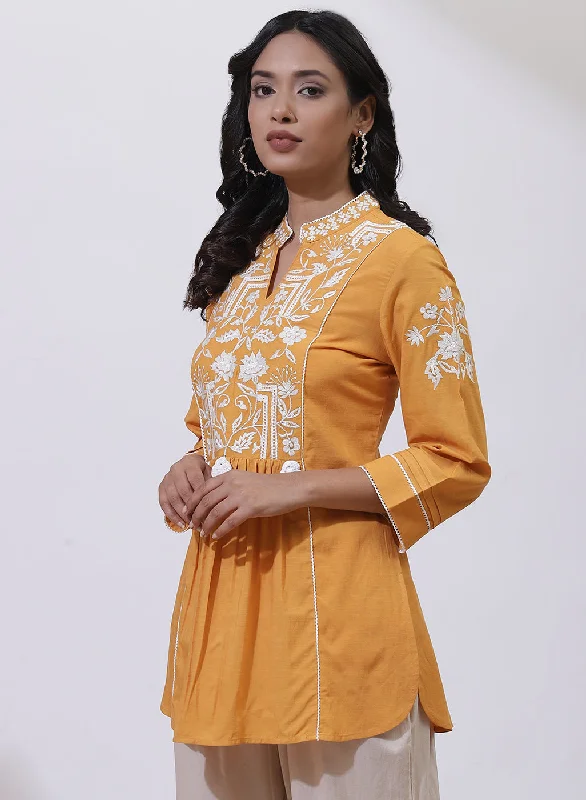 Orange Alora Collection Tunic With Crochet Work