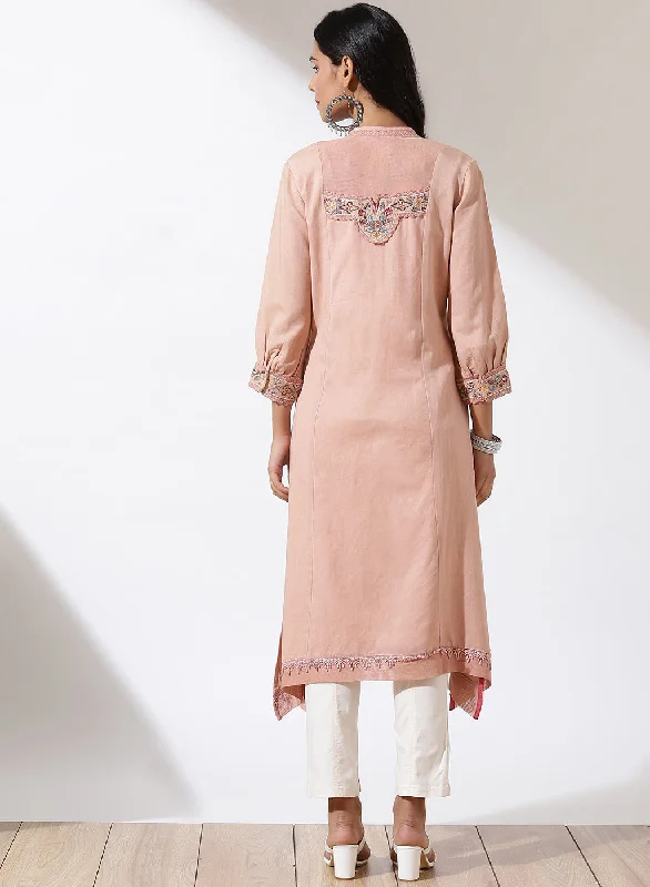 Peach Alora Collection Kurta With Delicate Embroidery