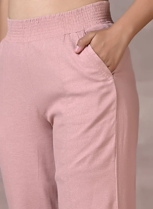 Peach Long Plain Pant