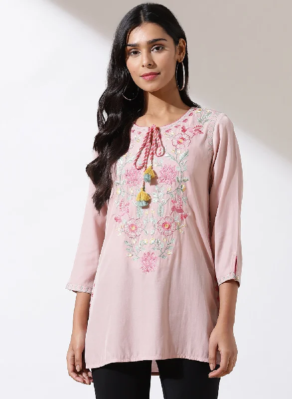 Pink Alora Collection Tunic With Embroidery