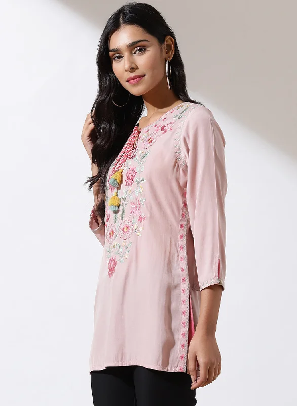 Pink Alora Collection Tunic With Embroidery