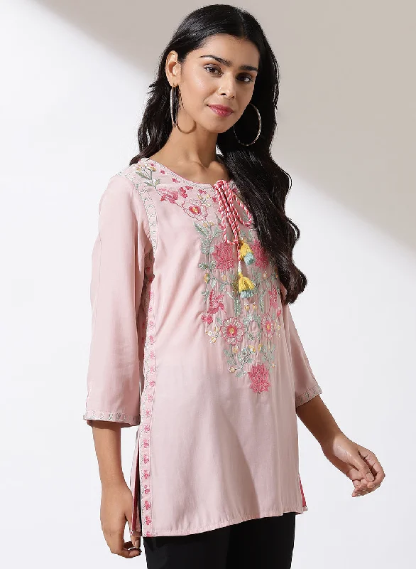 Pink Alora Collection Tunic With Embroidery