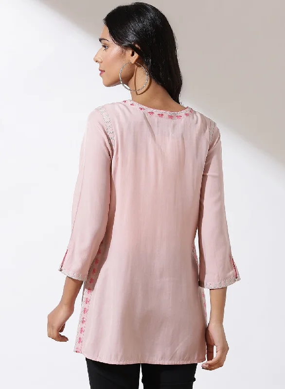 Pink Alora Collection Tunic With Embroidery