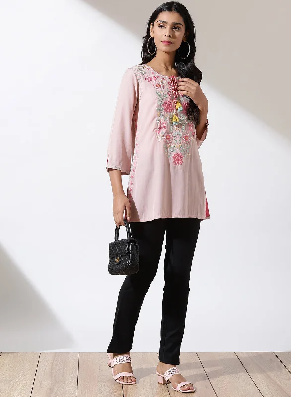 Pink Alora Collection Tunic With Embroidery