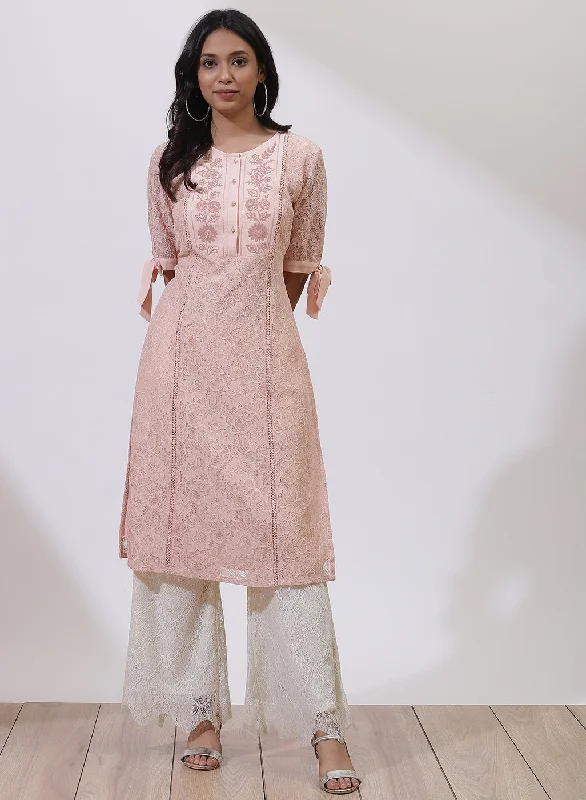 Pink Floral Nargis Kurta with Embroidery