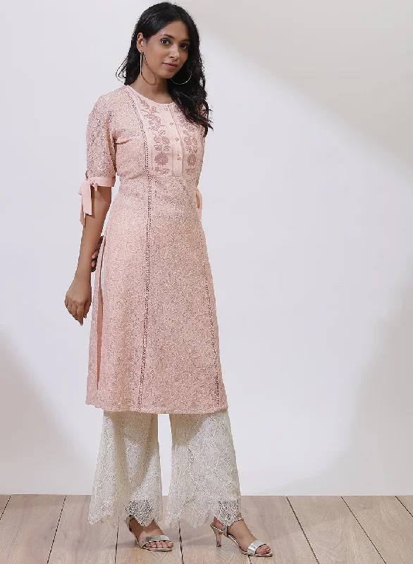 Pink Floral Nargis Kurta with Embroidery