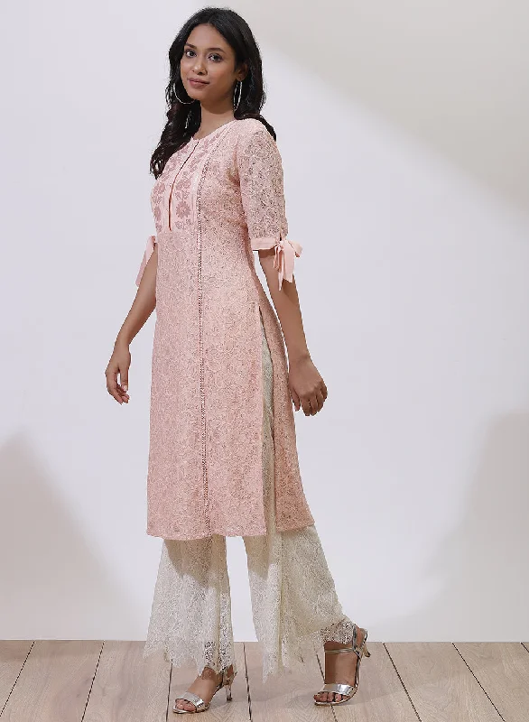 Pink Floral Nargis Kurta with Embroidery