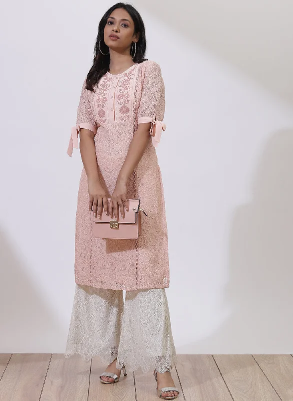 Pink Floral Nargis Kurta with Embroidery