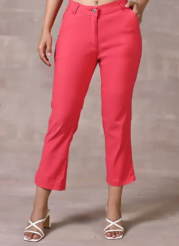 Pink Regular Plain Designer Capri