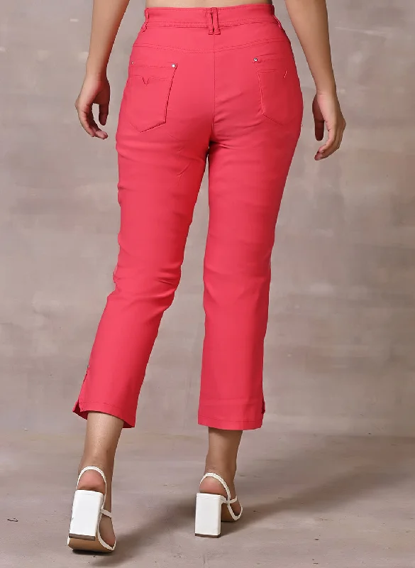 Pink Regular Plain Designer Capri