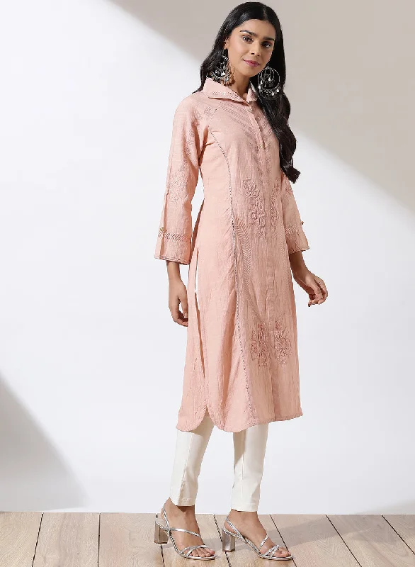 Pink Solid Kurta