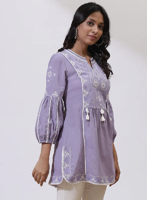 Purple Alora Collection Embroidered Tunic