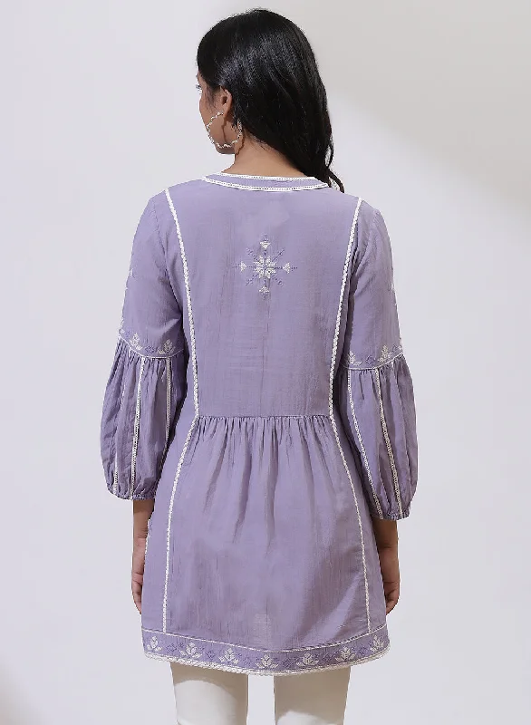 Purple Alora Collection Embroidered Tunic