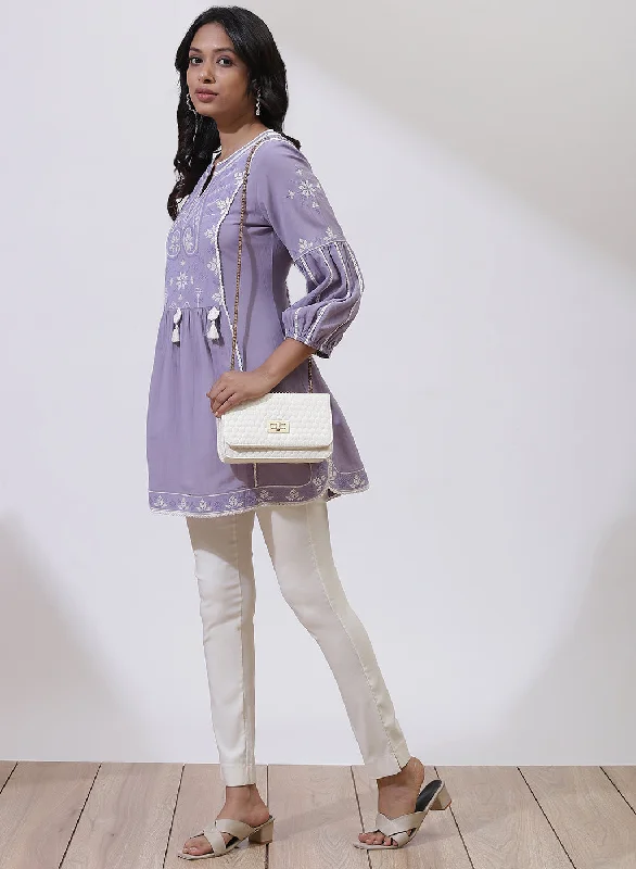 Purple Alora Collection Embroidered Tunic