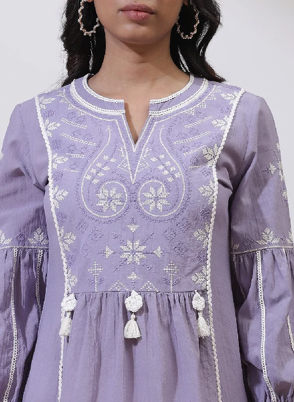 Purple Alora Collection Embroidered Tunic