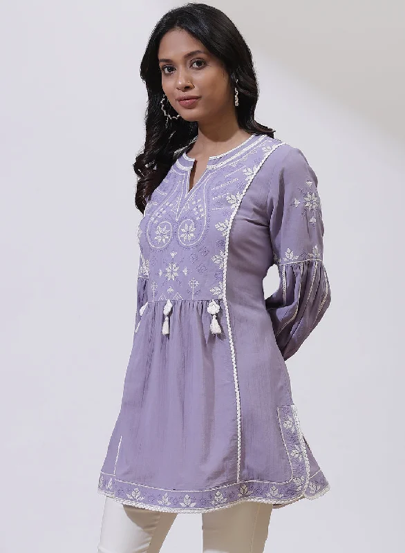 Purple Alora Collection Embroidered Tunic