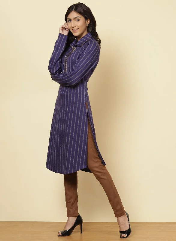 Imperial Blue Striped Kurti