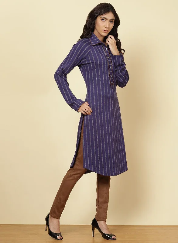 Imperial Blue Striped Kurti