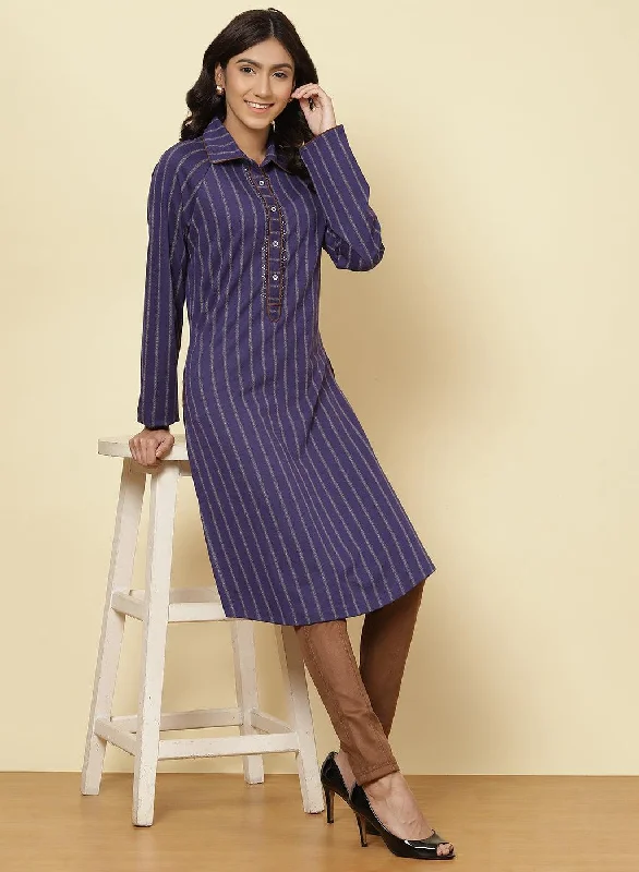 Imperial Blue Striped Kurti