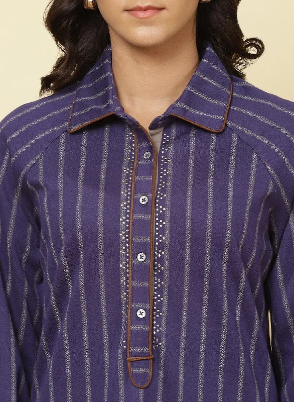 Imperial Blue Striped Kurti