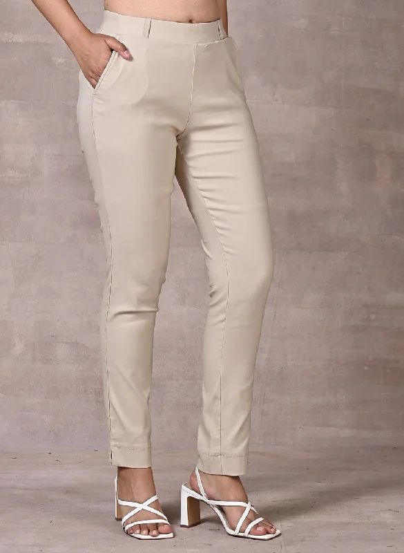 Skin-Fit Beige Jeggings