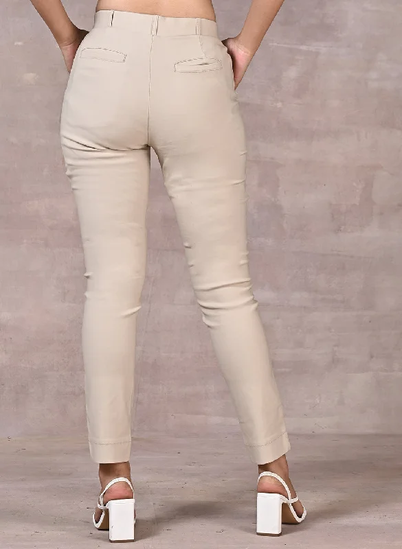 Skin-Fit Beige Jeggings