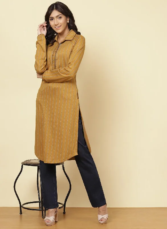 Spicy Mustard Striped Kurti