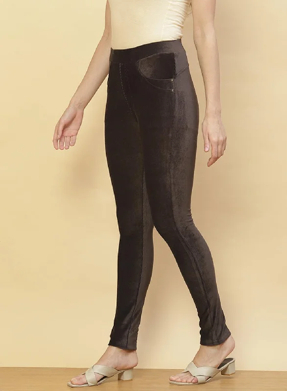 Slate Grey Velvet Jeggings