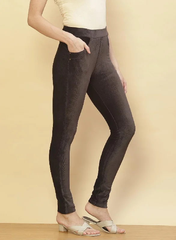 Slate Grey Velvet Jeggings