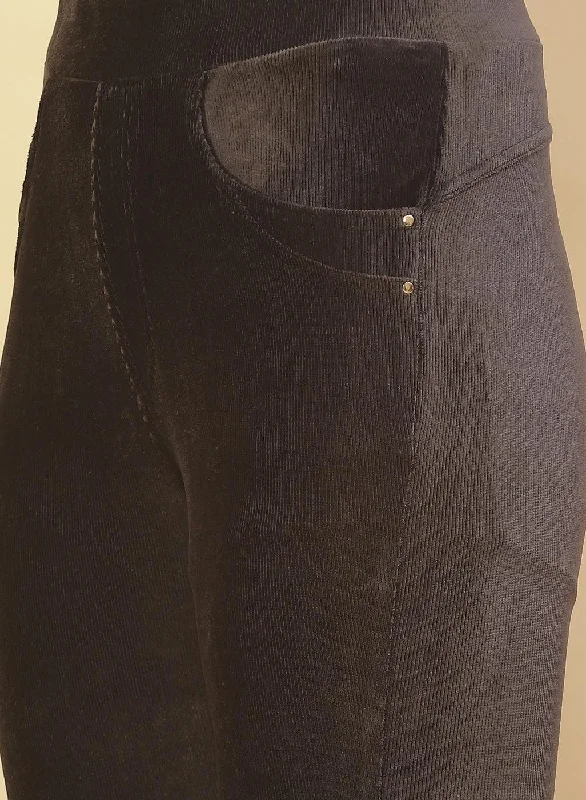 Slate Grey Velvet Jeggings