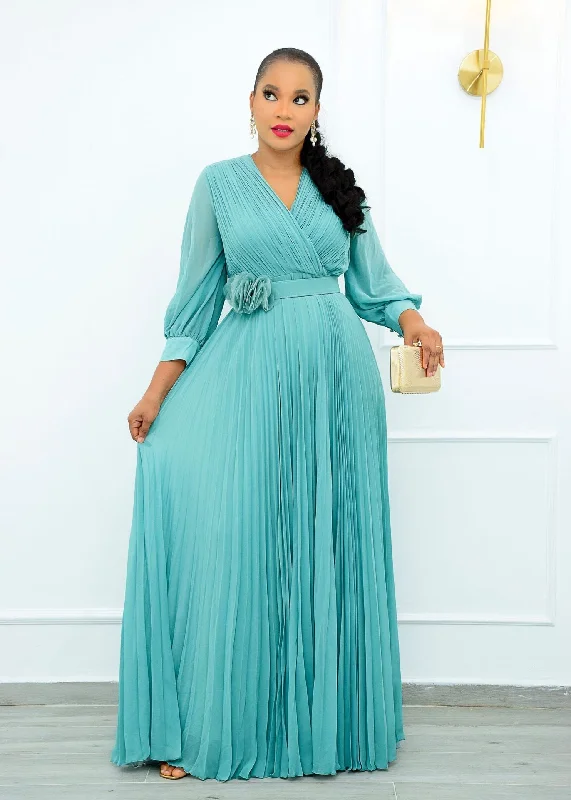 Women's Pleated African Fashion Designer Bohemian Satin Dresses (Plus Size)