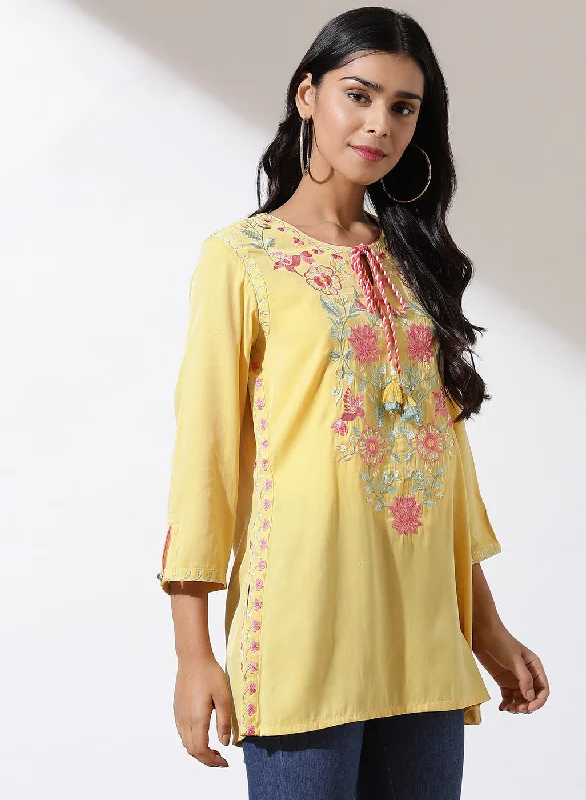 Yellow Alora Collection Tunic With Embroidery