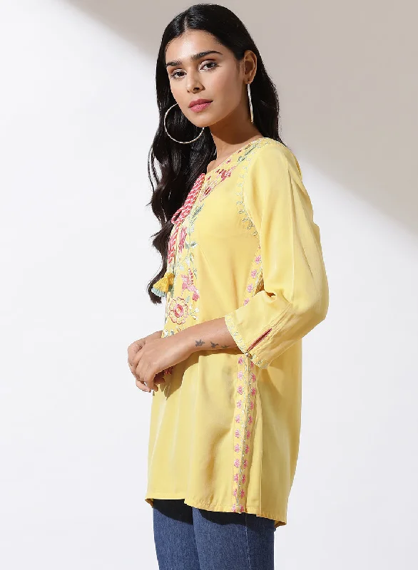 Yellow Alora Collection Tunic With Embroidery