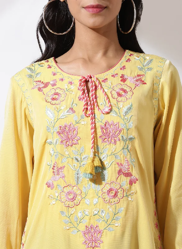 Yellow Alora Collection Tunic With Embroidery