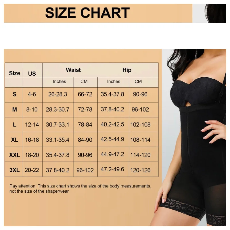 Black Detachable Straps Full Body Shaper Zipper Body Shapewear